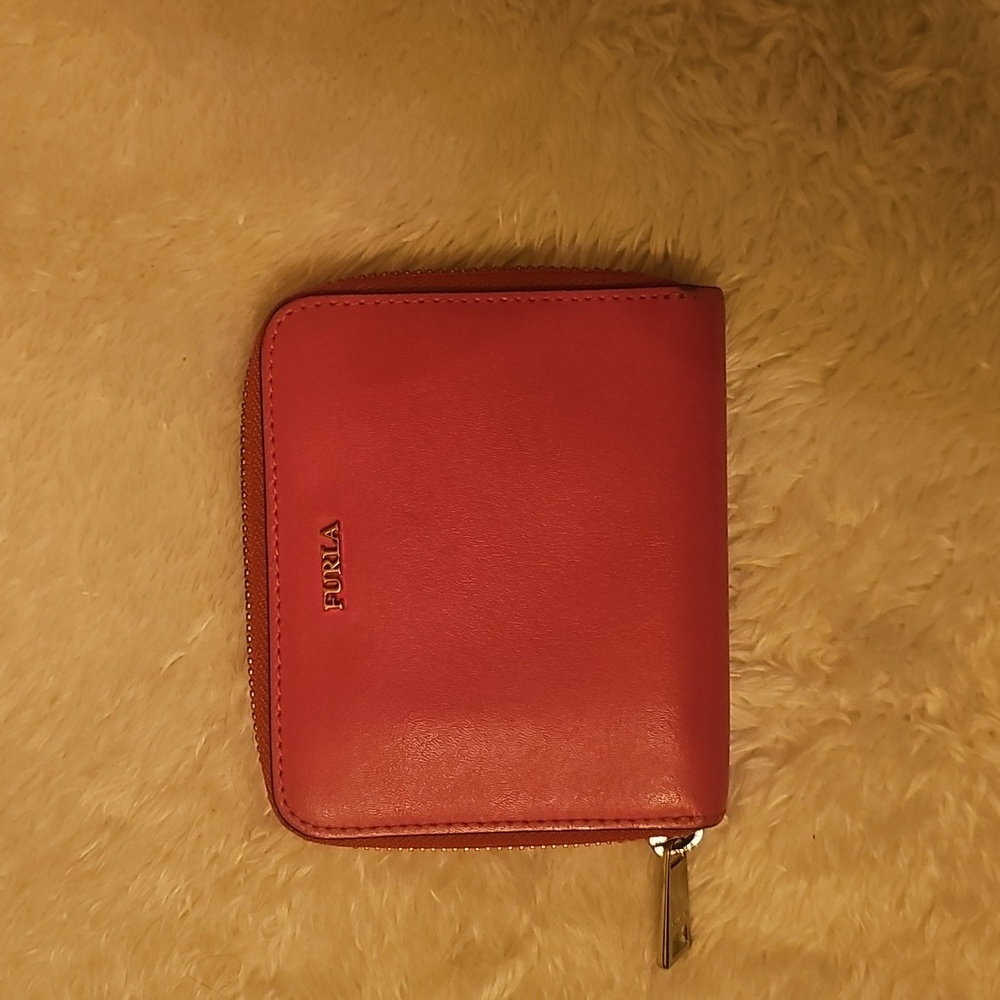 Furla Hot Pink Compact Leather Zip Wallet